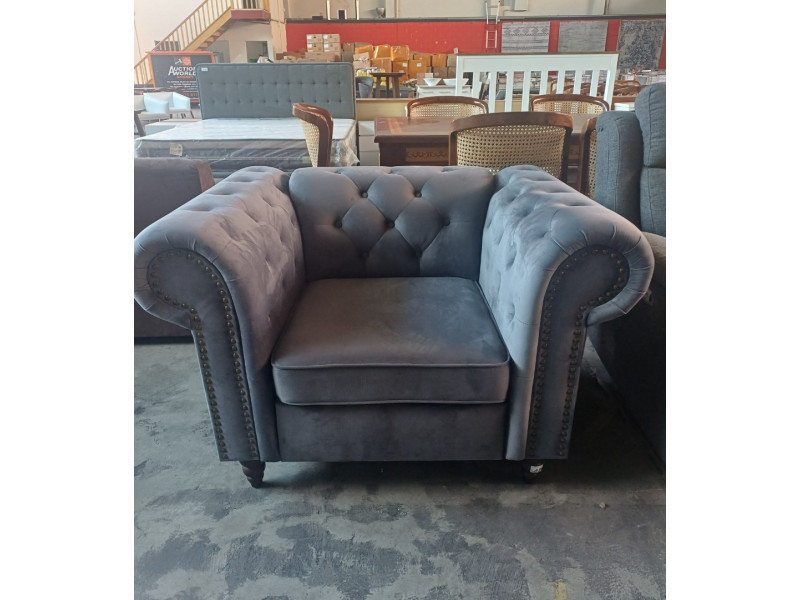 GREY STUDDED SINGLE ARM CHAIR