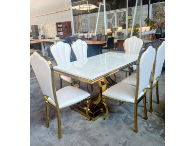 DINING SUITE - 7 PCE WITH GOLD CHAIRS 1600 X 900 DINING SUITE - 7 PCE WITH GOLD CHAIRS 1600 X 900
