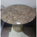 1 METRE ROUND BROWN MARBLE TOP TABLE WITH GOLD BASE