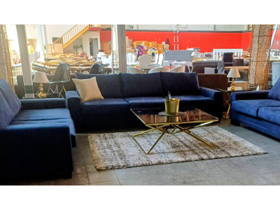 NAVY SUEDE SOFA SET 3.5 SEATER + 2.5 SEATER + 2.5 SEATER