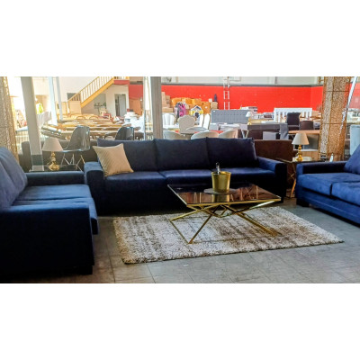 NAVY SUEDE SOFA SET 3.5 SEATER + 2.5 SEATER + 2.5 SEATER