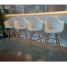 WHITE GLOSS BAR STOOL WITH TIMBER LEGS