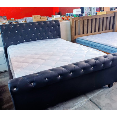 BLACK BONDED LEATHER QUEEN BED BLACK BONDED LEATHER QUEEN BED