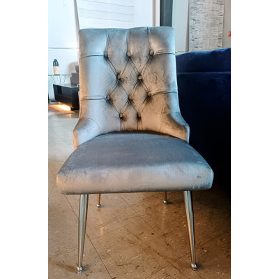 DAILY GREY VELVET DINING CHAIR WITH CHROME LEGS DAILY GREY VELVET DINING CHAIR WITH CHROME LEGS