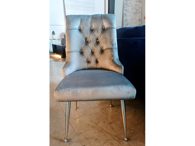 DAILY GREY VELVET DINING CHAIR WITH CHROME LEGS DAILY GREY VELVET DINING CHAIR WITH CHROME LEGS