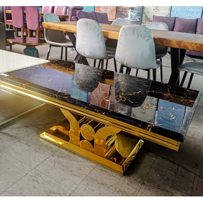  COFFEE TABLE WITH GOLD BASE 