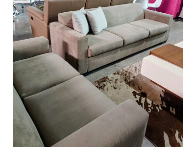 LATTE SUEDE LOUNGE SUITE 3.5 + 2.5 SEATER