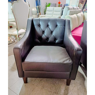 DARK BROWN LEATHER FEATURE CHAIR