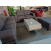 GREY FABRIC LOUNGE SUITE - 3 + 2.5 SEATER + OTTOMAN