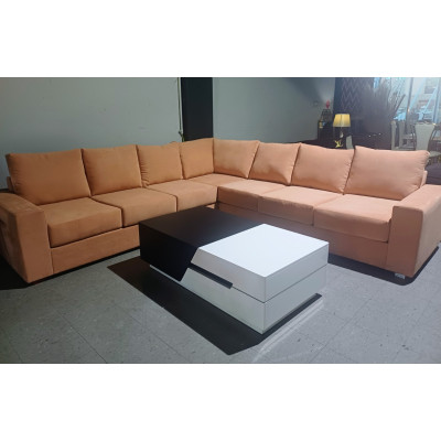 PEACH SUEDE 7 SEAT CORNER LOUNGE