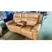 TEXAN LEATHER LOUNGE SUITE - 3 SEATER + 2 SEATER WITH SMART HOME THEATRE + 1 SEATER ALL ELECTRIC RECLINING - GREENWICH MINK