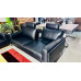 LAVINE LEATHER LOUNGE SUITE 3 + 2.5 SEATER SWING BACK  - PREMIUM CHARCOAL