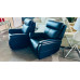 2 x DIXON LEATHER SWIVEL CHAIR ELECTRIC RECLINING - PREMIUM NAVY BLUE RRP $5000