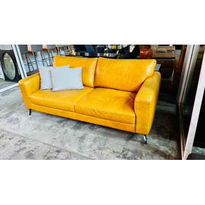 TRISTAN 2.5 SEATER LEATHER LOUNGE - VILLA HONEY - RRP$3900 