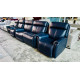 DIXON LEATHER LOUNGE SUITE 2.5 SEATER + 2 X SWIVEL CHAIRS ALL ELECTRIC RECLINING - PREMIUM NAVY BLUE RRP$8500 