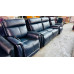 DIXON LEATHER LOUNGE SUITE 2.5 SEATER + 2 X SWIVEL CHAIRS ALL ELECTRIC RECLINING - PREMIUM NAVY BLUE RRP$8500 