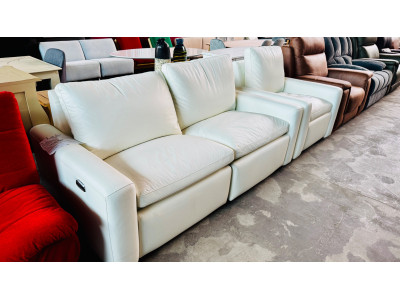 RAINES LEATHER LOUNGE SUITE 2.5 SEATER + 1 SEATER ALL ELECTRIC RECLINING - VILLA GLACIER RRP$5550