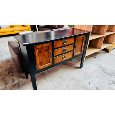 BUFFET 3 DRAWERS & 2 DOORS - BLACK/STAINED TIMBER