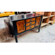 BUFFET 3 DRAWERS & 2 DOORS - BLACK/STAINED TIMBER