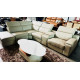 BEIGE ITALIAN LEATHER HOME THEATRE SOFA WITH ELECTRIC END