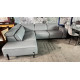 GREY L-SHAPE ITALIAN LEATHER SOFA WITH ADJUSTABLE HEADRESTS AND ELECTRIC END RECLINING (#G19709)