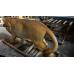 LARGE LION STATUE APPROX 180CM X 40CM X 90CM - PAINTED VOLCANIC ROCK COATED FIBREGLASS