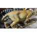 LARGE LION STATUE APPROX 180CM X 40CM X 90CM - PAINTED VOLCANIC ROCK COATED FIBREGLASS