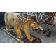 LARGE LION STATUE APPROX 180CM X 40CM X 90CM - PAINTED VOLCANIC ROCK COATED FIBREGLASS
