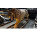 LARGE LION STATUE APPROX 180CM X 40CM X 90CM - PAINTED VOLCANIC ROCK COATED FIBREGLASS