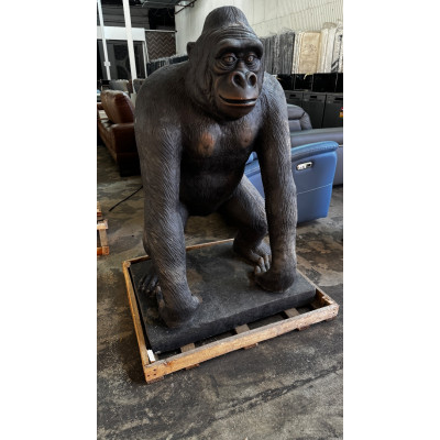 GORILLA STATUE 120CM REALISTIC APPROX 120CM X 80CM X 80CM PAINTED VOLCANIC ROCK COATED FIBREGLASS