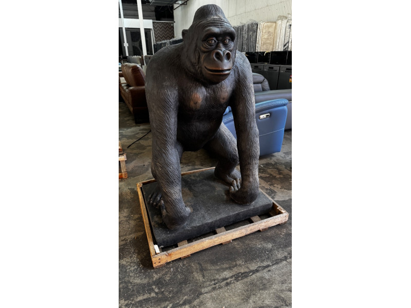 GORILLA STATUE 120CM REALISTIC APPROX 120CM X 80CM X 80CM PAINTED VOLCANIC ROCK COATED FIBREGLASS