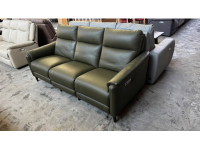 BECCA 3 SEATER ELECTRIC RECLINING LEATHER SOFA - VILLA VIRCH RRP $4550