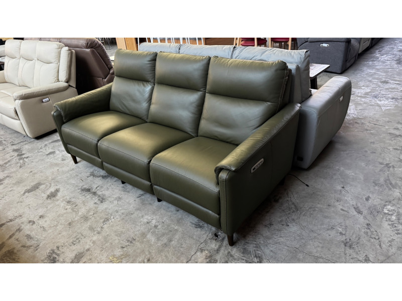 BECCA 3 SEATER ELECTRIC RECLINING LEATHER SOFA - VILLA VIRCH RRP $4550