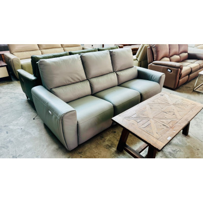 ALLEGRO LEATHER LOUNGE WITH ELECTRIC END RECLINERS - VILLA CEMENT RRP$5660 (001/002-03-07-25)2423C543/2404C322