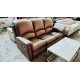 DONA 3 SEATER LEATHER LOUNGE END RECLINING - VILLA GREY RRP$3270 (029-03-07-25)2438C425