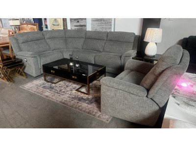 KOBE LARGE CORNER FABRIC LOUNGE WITH END RECLINERS + 1 SINGLE RECLINER - JAKE STEEL (005/003/004-03-07-25) 2336C323