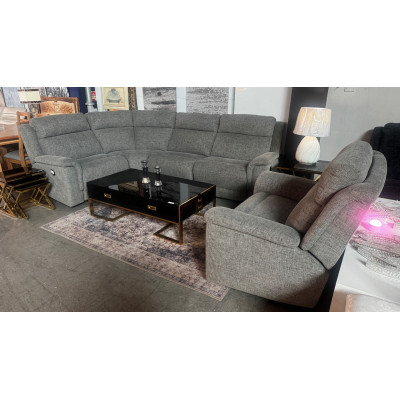 KOBE LARGE CORNER FABRIC LOUNGE WITH END RECLINERS + 1 SINGLE RECLINER - JAKE STEEL (005/003/004-03-07-25) 2336C323
