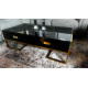 BLACK 2 DRAWER  GLASS TOP COFFEE TABLE WITH GOLD FRAME