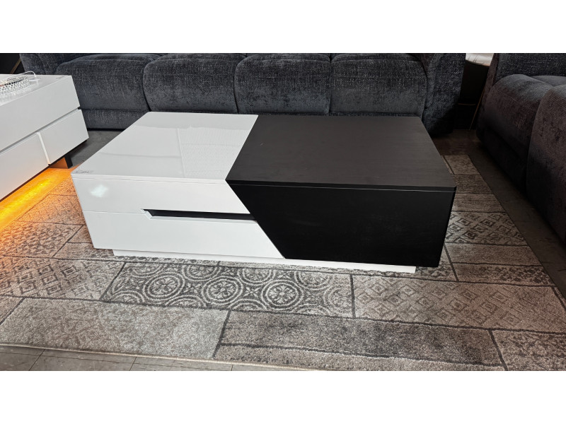 COFFEE TABLE BLACK & WHITE MDF WITH LARGE STORAGE