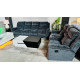 KOBE FABRIC LOUNGE SUITE 2 X 3 SEATER RECLINERS 1 HOME THEATRE PIECE - AURORA NIGHT RRP$5575 (011/012-03-07-25)2428C256