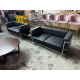 BLACK LEATHER 2 SEATER LOUNGE