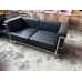 BLACK LEATHER 2 SEATER LOUNGE