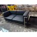BLACK LEATHER 2 SEATER LOUNGE
