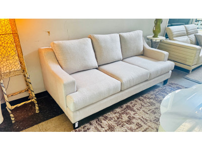 3 SEATER GREY FABRIC LOUNGE WITH BLACK LEGS - SOLD AS IS EX-DISPLAY