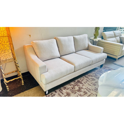 3 SEATER GREY FABRIC LOUNGE WITH BLACK LEGS - SOLD AS IS EX-DISPLAY