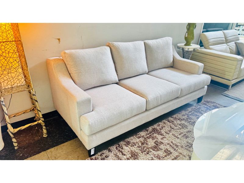 3 SEATER GREY FABRIC LOUNGE WITH BLACK LEGS - SOLD AS IS EX-DISPLAY