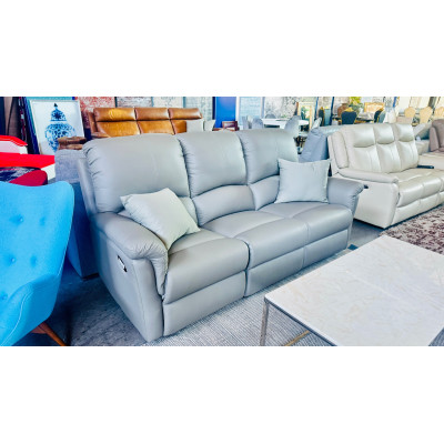 DONA LEATHER 3 SEATER RECLINING LOUNGE - VILLA FANGO RRP$3280 (013-03-07-25)2438C472