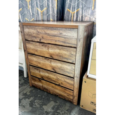 5 DRAWER WALNUT TIMBER LOOK TALLBOY - 1000X450X1200MM (TR31-TB)
