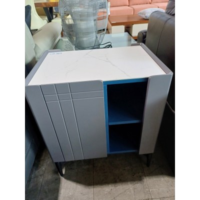 SIDE TABLE GLASS TOP MARBLE LOOK