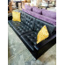 3 SEATER BLACK LEATHER OFFICE STYLE LOUNGE